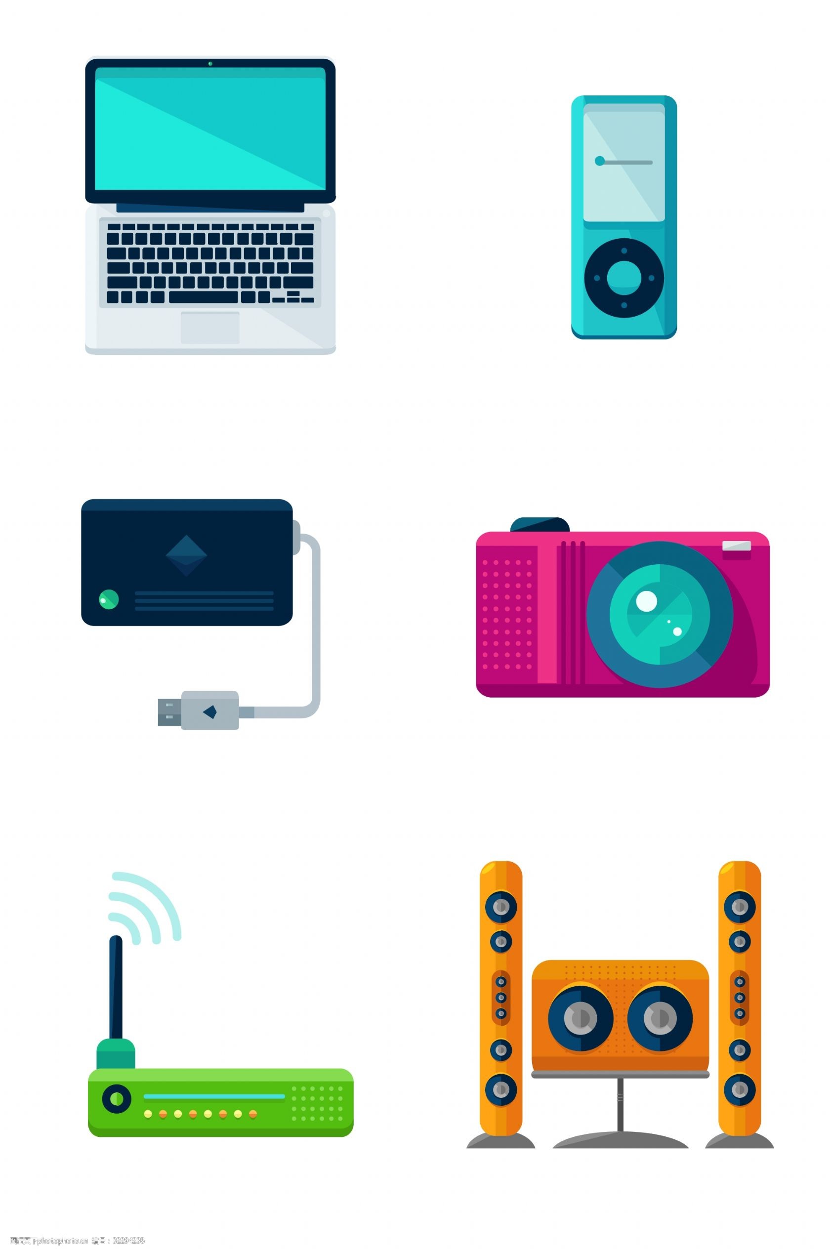 寫(xiě)實(shí)電子產(chǎn)品相關(guān)圖標(biāo)